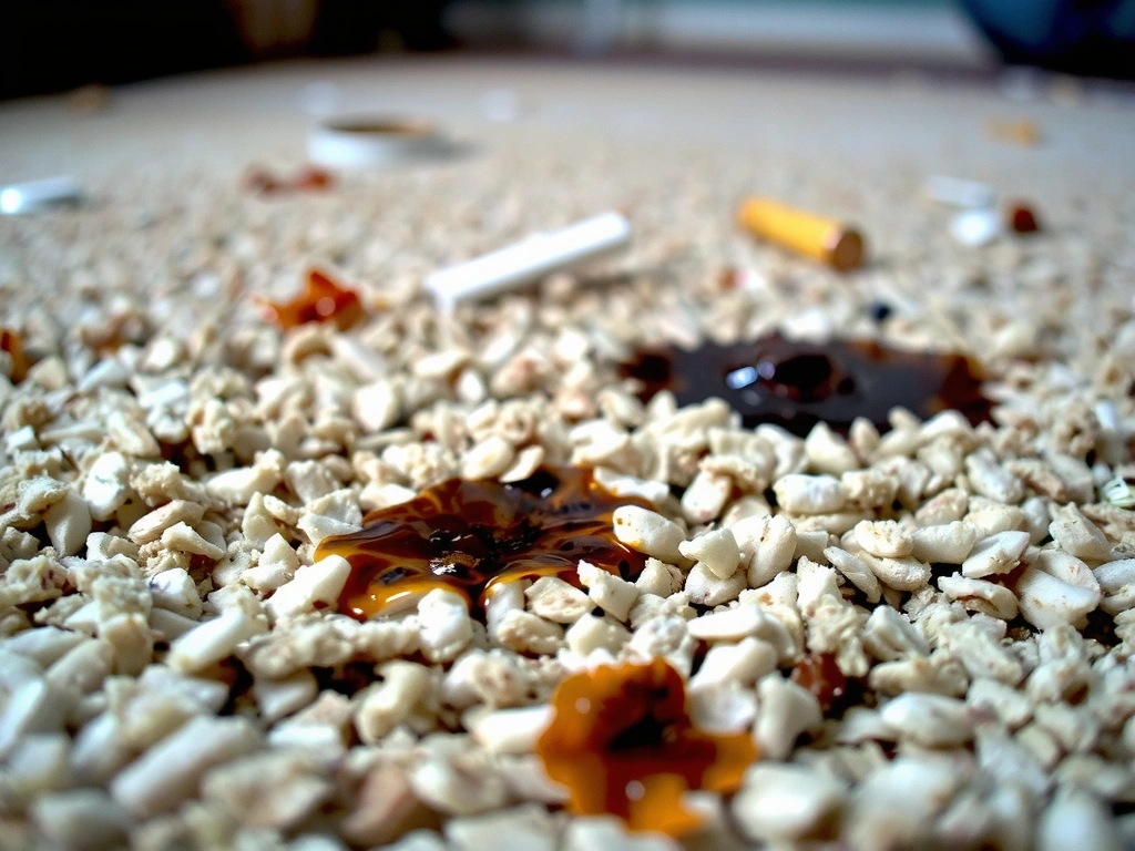 Detalle de alfombra sucia