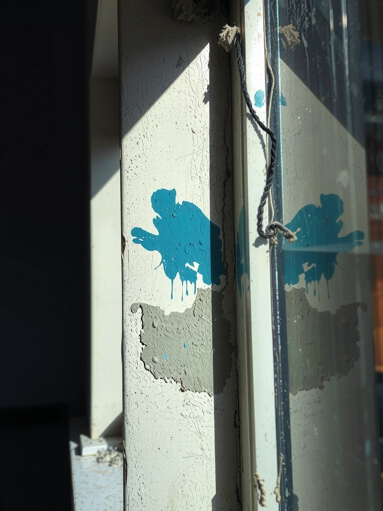 Detalle de polvo residual en marco